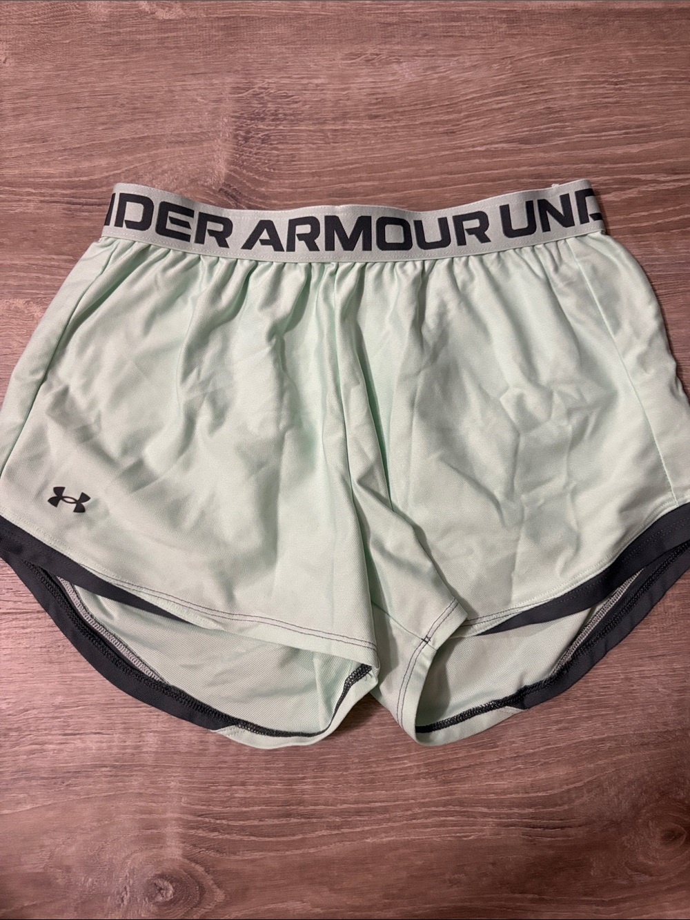 Under Armour Mint Green Women's Athletic Shorts with Gray Trim